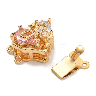 Brass Micro Pave Cubic Zirconia Box Clasps KK-U037-40G-C-1