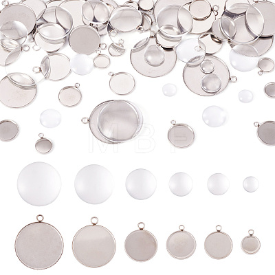 DIY Blank Dome 304 Stainless Steel Pendant Making Kits DIY-TA0011-82-1