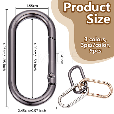 9Pcs 3 Colors Zinc Alloy Spring Gate Rings FIND-OC0013-44-1