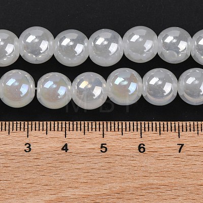 Imitation Jade Glass Round Beads Strands GLAA-A016-01E-1