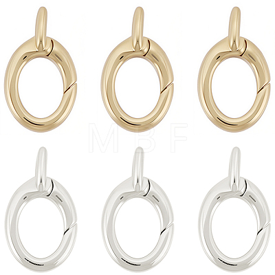 6Pcs 2 Colors Brass Spring Gate Rings KK-SC0008-02-1