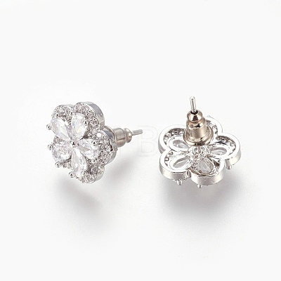 Cubic Zirconia Stud Earrings EJEW-P167-01P-1