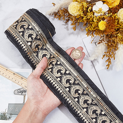 5Yards Vintage Jacquard Polyester Ribbon SRIB-CY0001-44-1