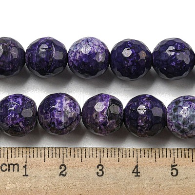 Faceted Natural Fire Crackle Agate Beads Strands G-F447-12mm-J09-1