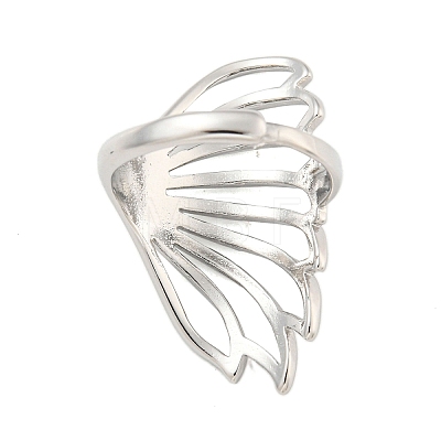 Hollow Butterfly Brass Open Cuff Ring for Women RJEW-M175-02P-1