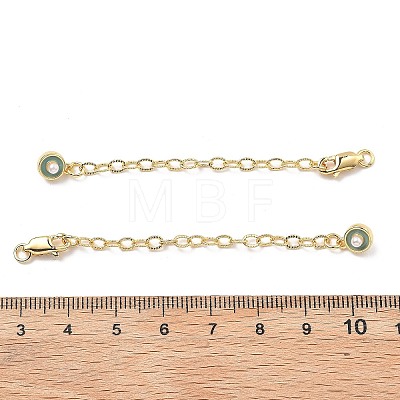 Brass Enamel ABS Imtation Pearl End with Chain KK-B129-27G-03-1