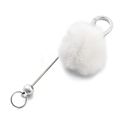 Aluminum Alloy Pom Pom Ball Beadable Keychain Bar HJEW-Q001-01B-1