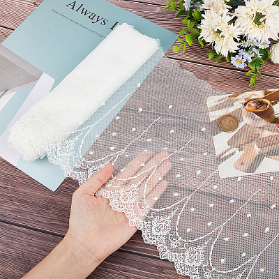 Flower Pattern Polyester Mesh Tulle Fabric DIY-WH0308-323B-1
