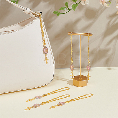12Pcs Oval with Virgin Mary & Cross Alloy & Iron Pendant Decoration HJEW-NB0002-30A-1