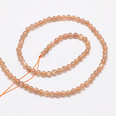Natural Peach Moonstonee Beads Strands G-L425-25-4mm-1