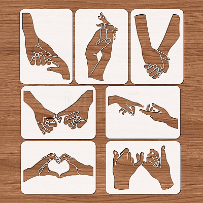 7Pcs 7 Styles Plastic Drawing Painting Stencils Templates DIY-WH0172-825-1