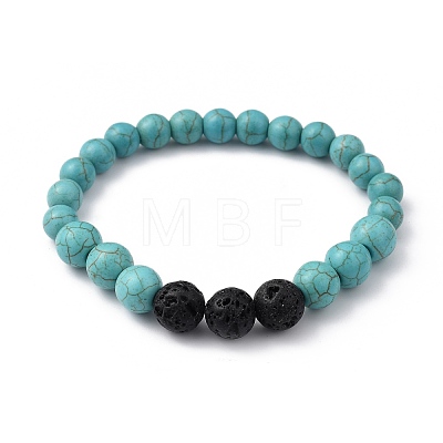 Natural & Synthetic Gemstone Beaded Stretch Bracelets BJEW-JB05414-1