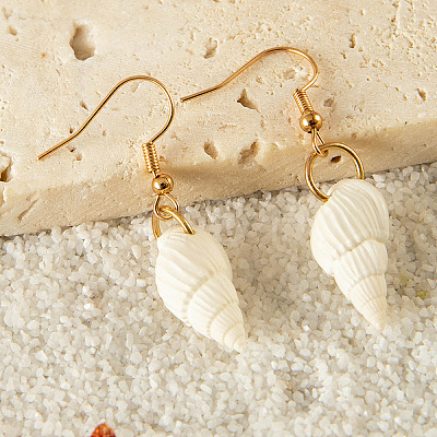 Alloy Natural Shell Dangle Earrings FS-WG3D07F-02-1