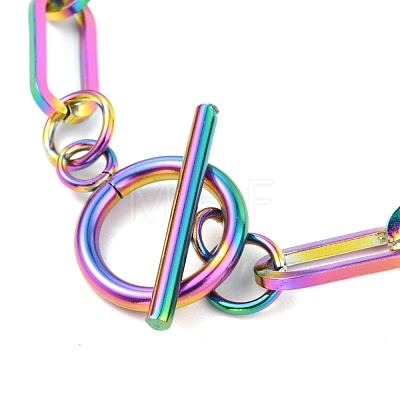 Unisex Vacuum Plating 304 Stainless Steel Paperclip Chain Bracelets BJEW-H541-03A-MC-1