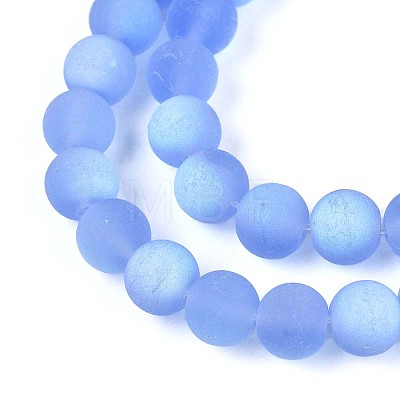 Frosted Transparent Glass Beads Strands GLAA-T032-T6mm-MBB04-1