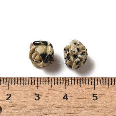 Natural Dalmatian Jasper Carved Flower Beads G-O156-B-27-1