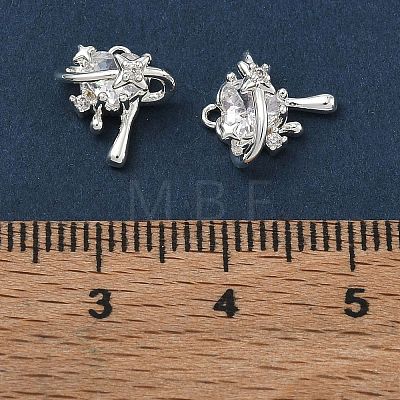Brass Micro Pave Clear Cubic Zirconia Charms CU-CBAB0CF-21S-1