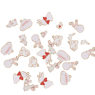 Alloy Enamel Bunny Pendants ENAM-CJ0001-36-1
