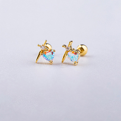 Brass Pave Sky Blue Cubic Zirconia Cartilage Earrings FS-WGEDAE7-08-1