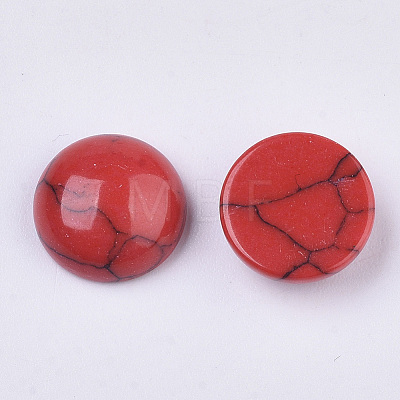 Dyed Synthetic Turquoise Flat Back Dome Cabochons X-TURQ-Q102-01F-1