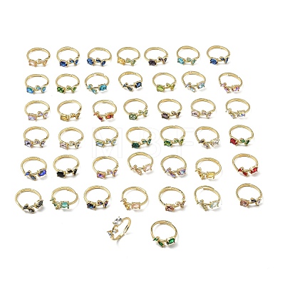 Flower Brass Glass Adjustable Finger Rings GL-CBA18A7-01G-A-1