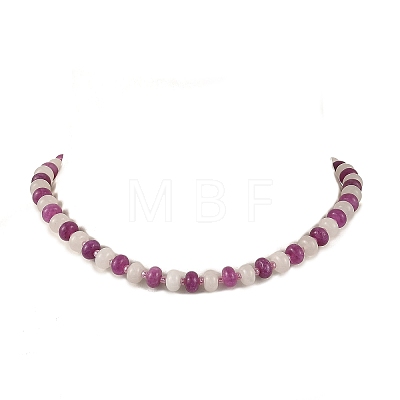 Dyed Natural White Jade Rondelle Beaded Necklaces for Women NJEW-JN06683-1