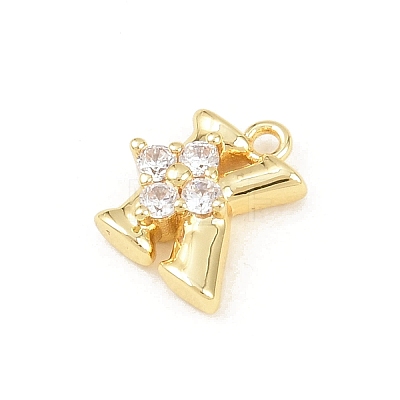 Brass Micro Pave Clear Cubic Zirconia Charms KK-Z151-18G-K-1