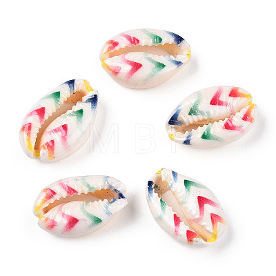 Printed Cowrie Shell Beads SSHEL-ZX006-07C-1