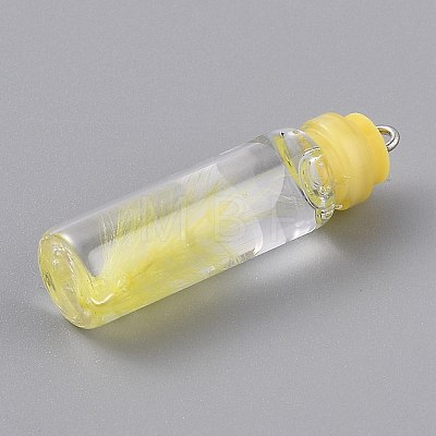 Transparent Glass Bottle Pendant Decorations EGLA-B002-01A-1