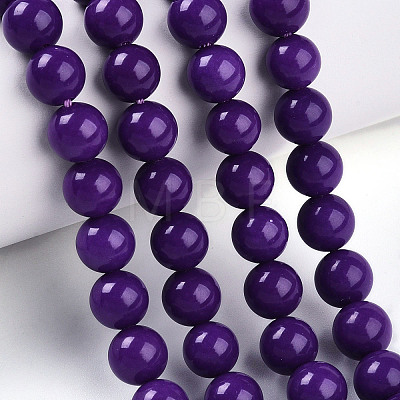 Natural Lepidolite/Purple Mica Stone Beads Strands G-T140-8mm-06-1