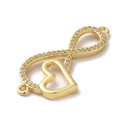 Eco-Friendly Rack Plating Brass Micro Pave Clear Cubic Zirconia Connector Charms KK-F853-25G-1