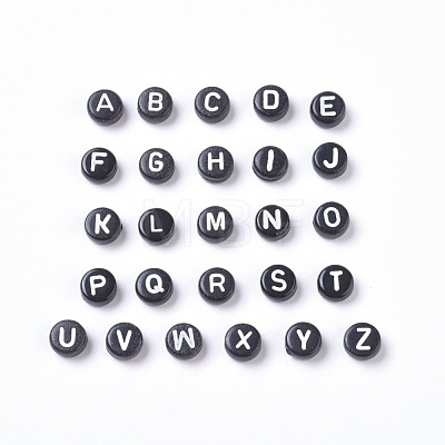Alphabet Opaque Acrylic Beads Sets SACR-X0015-05-1
