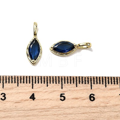 Horse Eye Brass Glass Charms KK-C134-18G-1