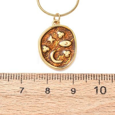 Brass Enamel Pendant 304 Stainless Steel Round Snake Chain Necklaces for Women KK-CBA3D94-01B-G-1