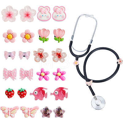 24Pcs 12 Styles Resin Stethoscope Pendant Decorations HJEW-DC00176-1