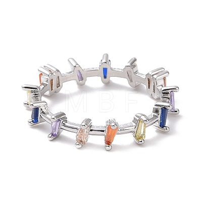 Colorful Cubic Zirconia Trapezoid Finger Ring RJEW-H110-01P-1