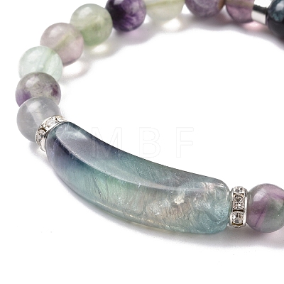 Natural Fluorite Beads Charm Bracelets BJEW-K164-B12-1