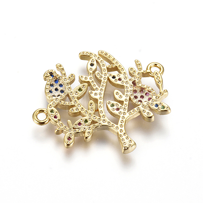 Brass Micro Pave Cubic Zirconia Links connectors ZIRC-L085-22G-1