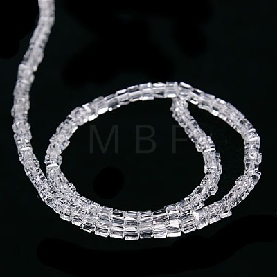 Transparent Cube Shaped Crystal Glass Beads Strands X-GLAA-F012-A03-1