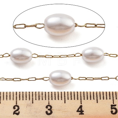 Handmade Oval ABS Imitation Pearl Beaded Chains CHS-P019-09B-G-1