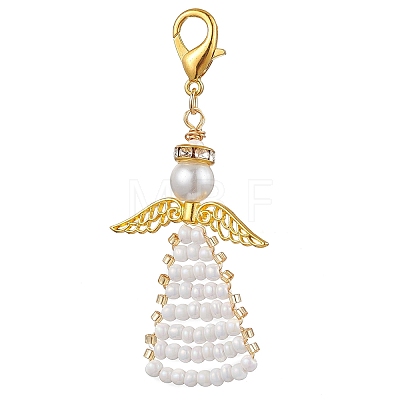 Angel Glass Seed Beads Pendants Decrotions HJEW-MZ00113-02-1