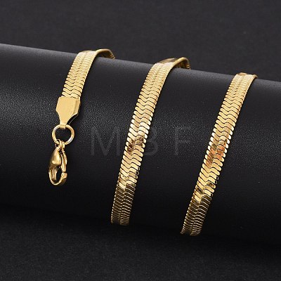 Ion Plating(IP) 201 Stainless Steel Herringbone Chain Necklaces NJEW-M187-06G-1