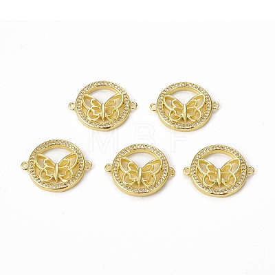 Brass Micro Pave Clear Cubic Zirconia Connector Charms KK-E068-VB358-1