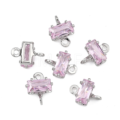 SHEGRACE Brass Pave Cubic Zirconia Rectangle Connector Charms XGRQ2O378-438B-P-1