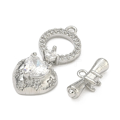 Brass Micro Pave Clear Cubic Zirconia Toggle Clasps KK-F934-05P-1