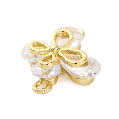 Brass Clear Cubic Zirconia Connector Charms/Links FIND-L019-07G-09-1