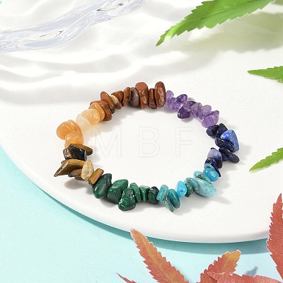 Chakra Natural Mixed Gemstone Chips Stretch Bracelets for Women BJEW-JB11633-01-1