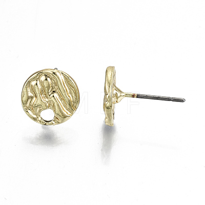 Rack Plating Hammered Alloy Stud Earring Findings PALLOY-N155-69-NR-1