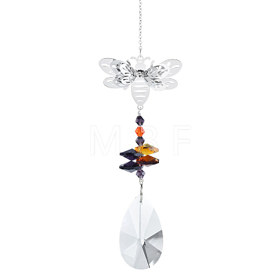 Teardrop Glass Hanging Suncatcher Pendant Decoration DJEW-PW0008-04D-1