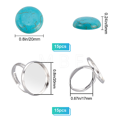 DIY Gemstone Half Round Adjustable Ring Making Kits DIY-SC0019-82-1